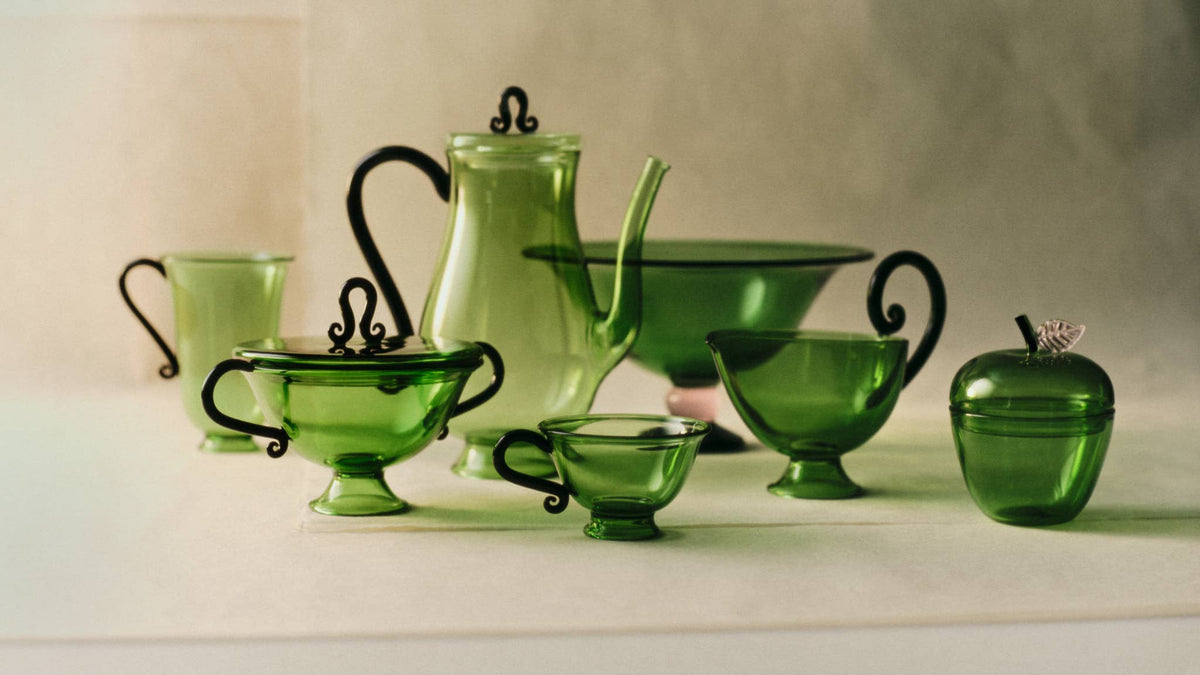 Grande Tasse, Green/Black (Set of 2)