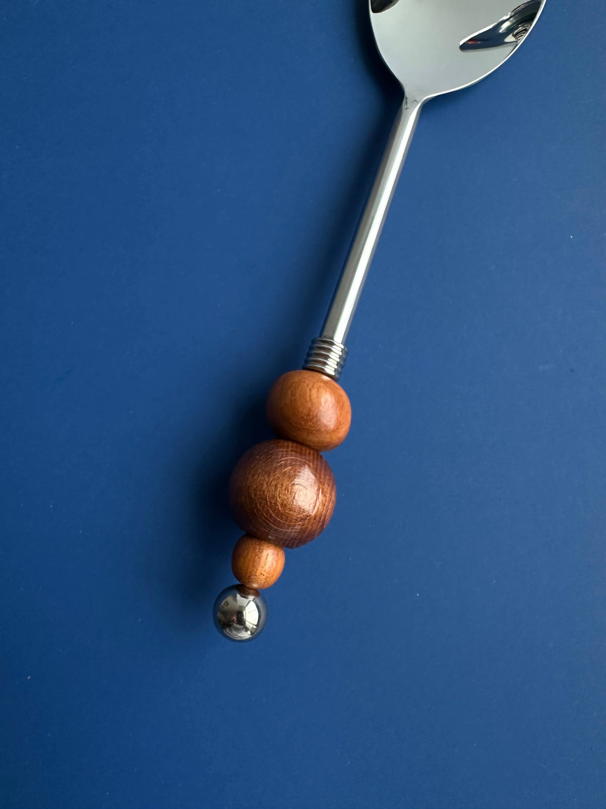 Yam Beaded Serving Utensils shown as a pair, handmade in New York and one of a kind