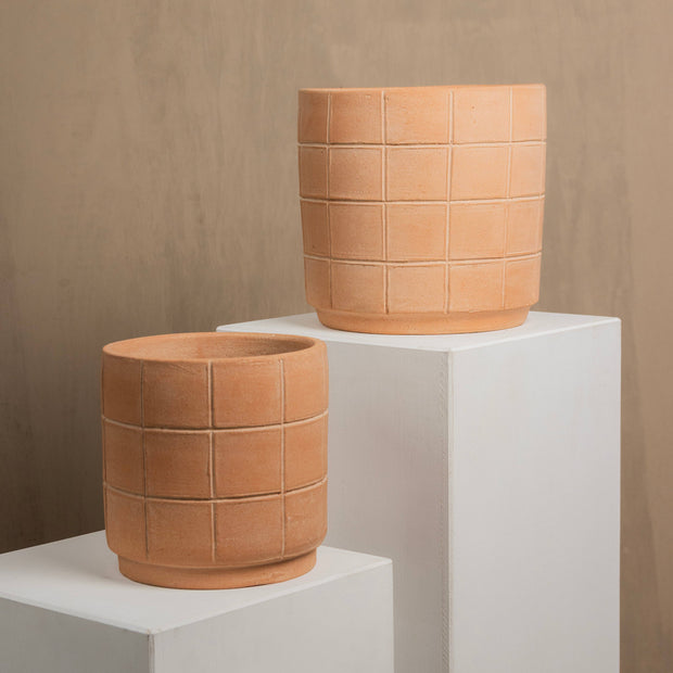 Grid Large Terracotta Planter