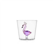 Flamingo Tumbler by Ichendorf Milano, clear borosilicate glass with a sculpted pink flamingo inside