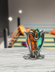 Indian Summer Vase in Silver Multicolor