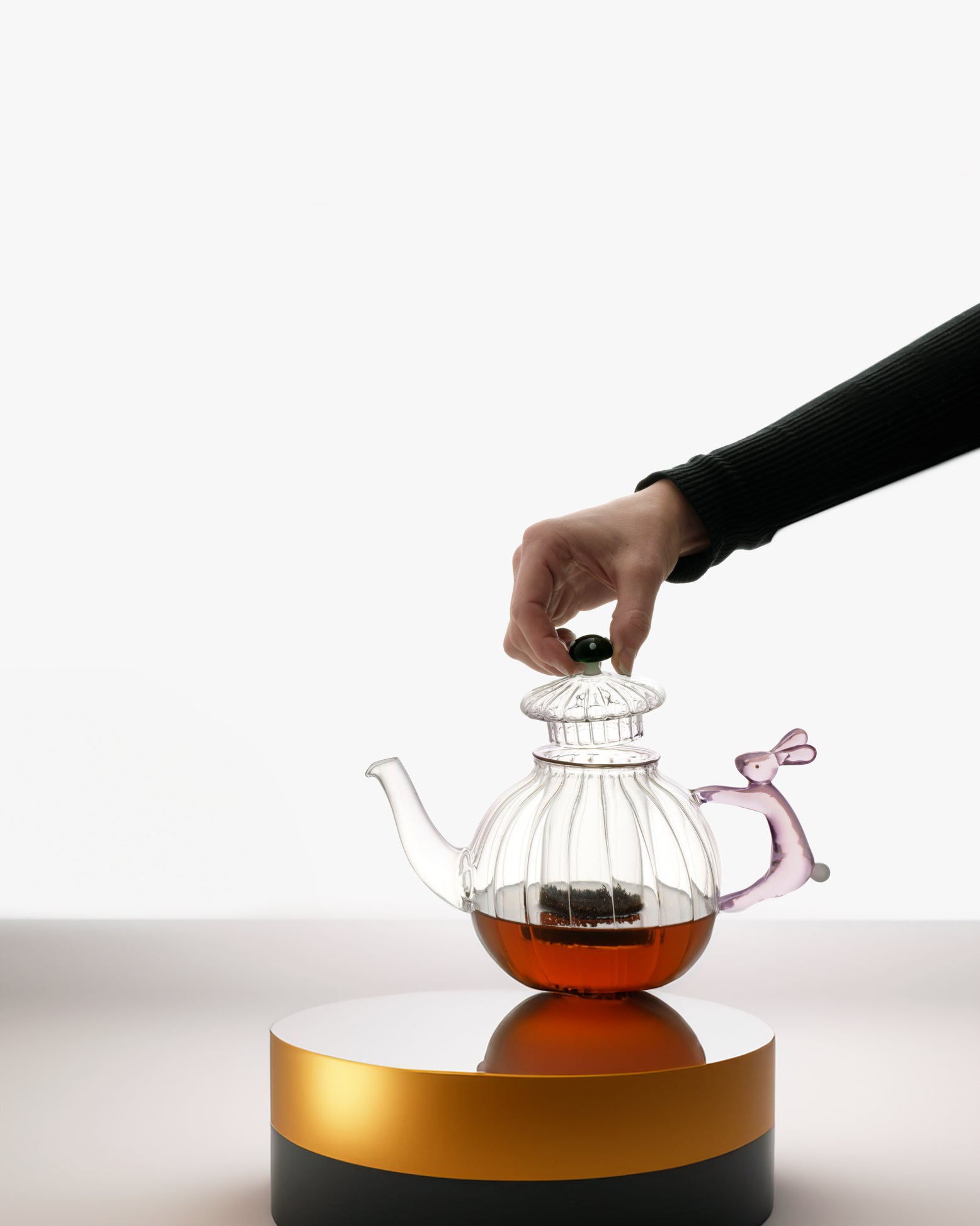 Pink Rabbit + Green Mushrooms Teapot