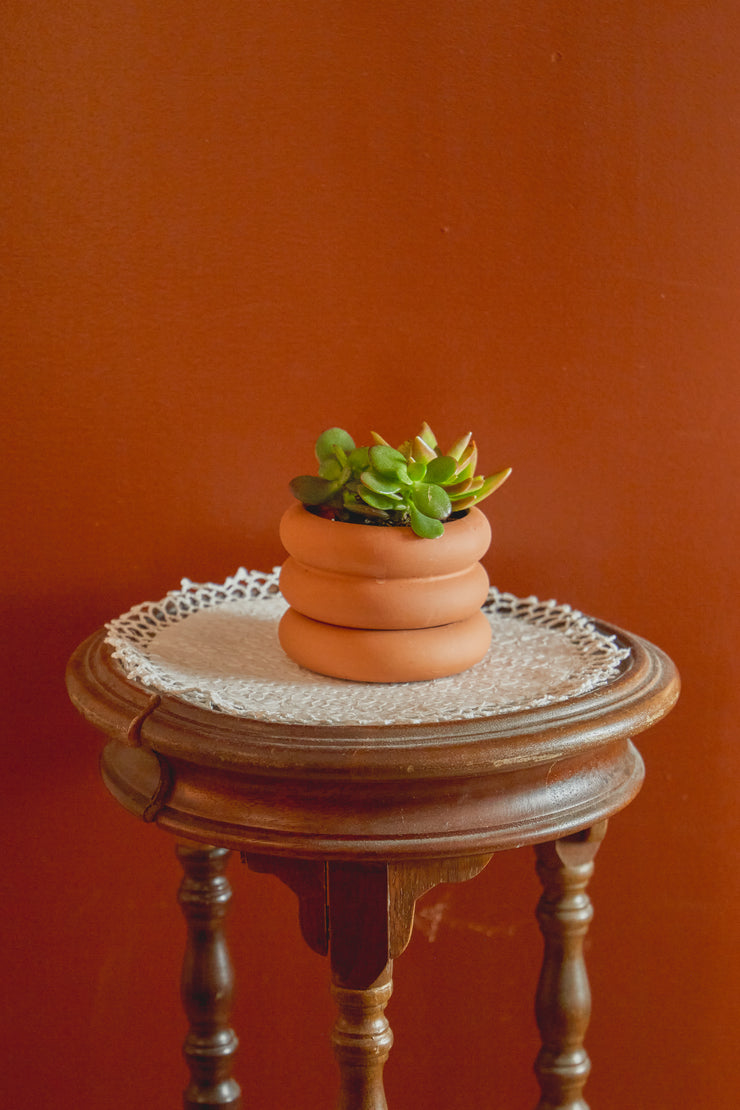 mini stacking planter in terracotta