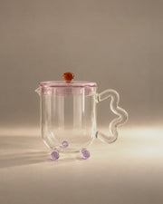 Bloom Teapot in Multi, pink lid and lilac feet, studio photograph