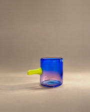 Dash Cup in Ultramarine + Lemon by Sticky Glass x Son of Rand, photographed in the Son of Rand studio
