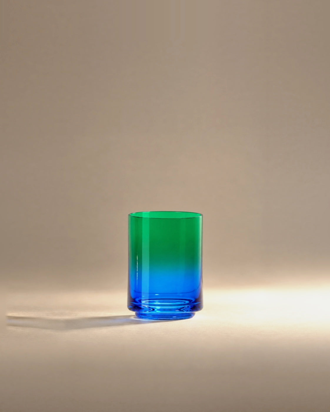 Gradient Glass in Mykonos, green fading to blue, photographed in the Son of Rand studio