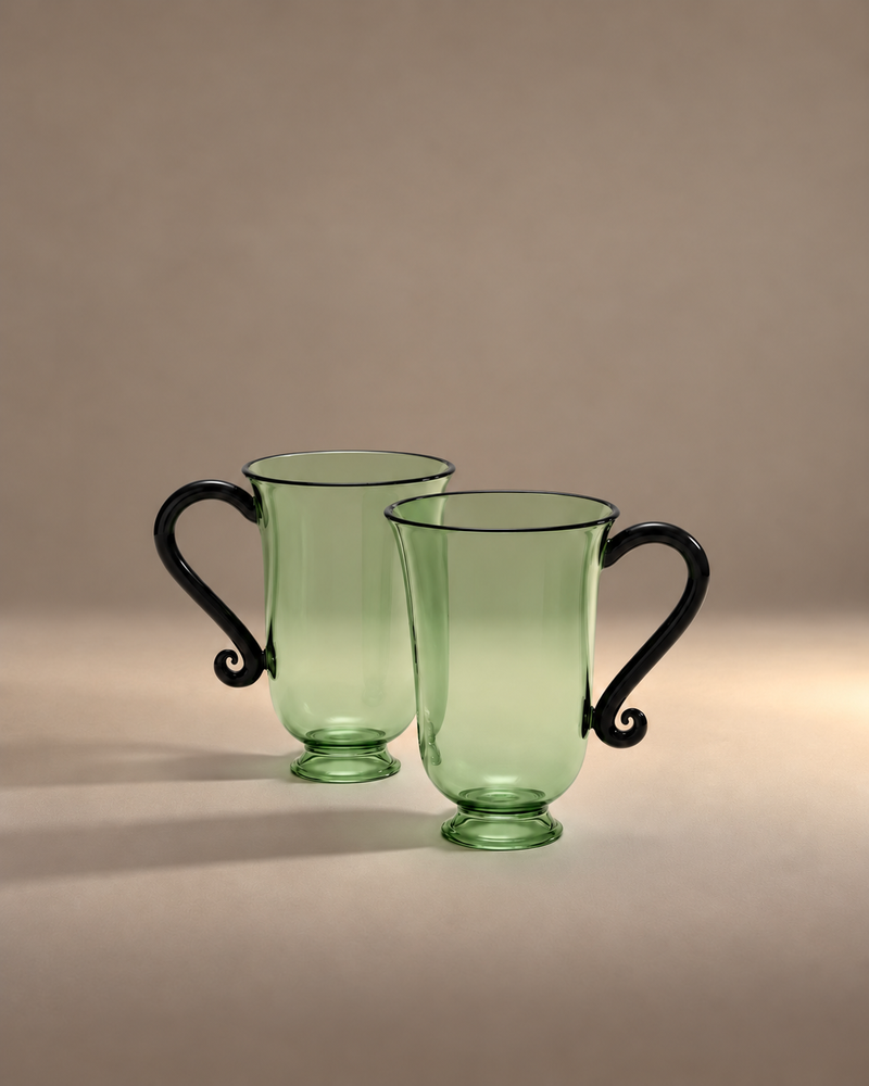 Grande Tasse, Green/Black (Set of 2)