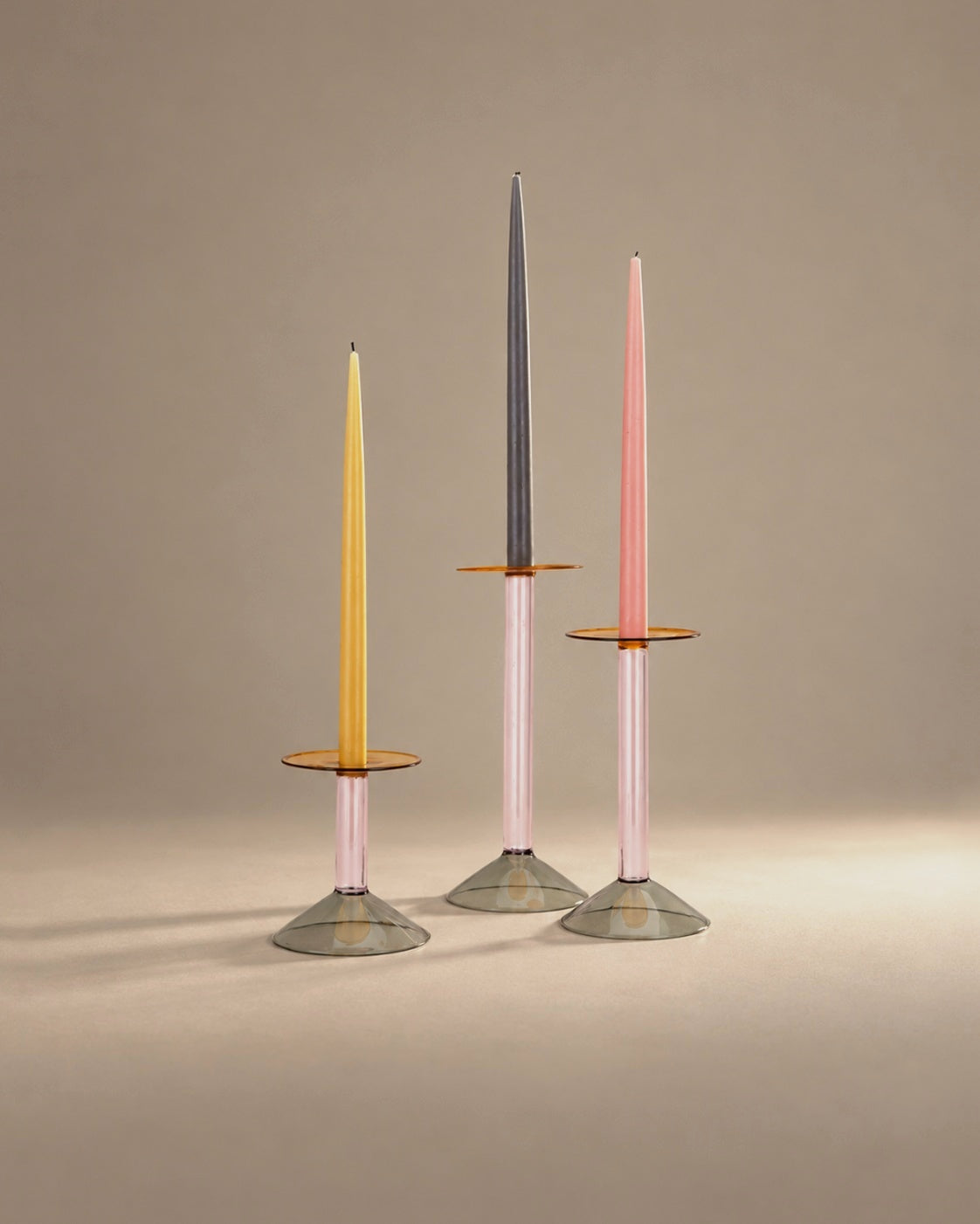 Rainbow Candle Holders in small, medium and large by Ichendorf Milano, photographed in the Son of Rand studio