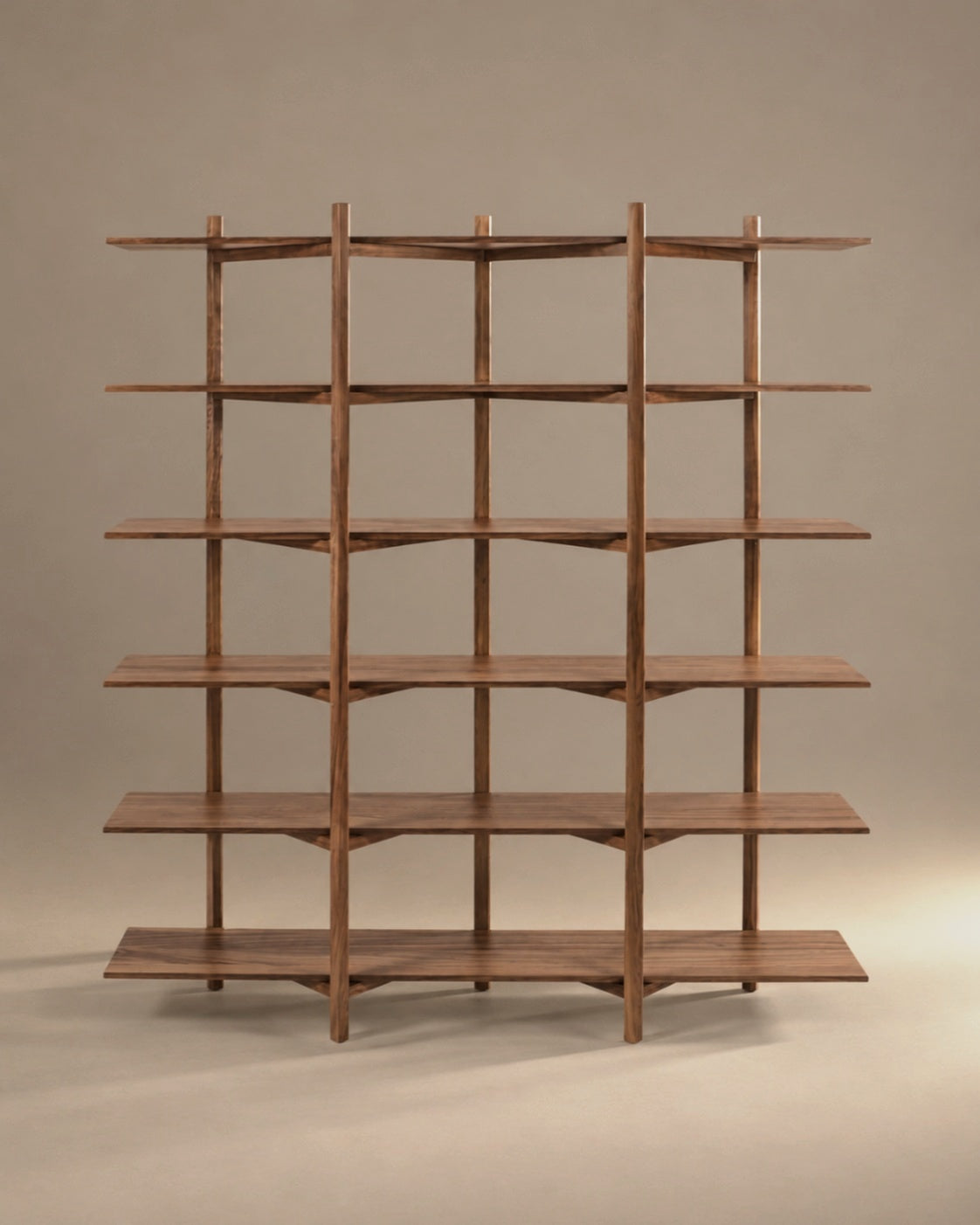 Zig Zag Shelf in High Walnut, photographed in the Son of Rand studio