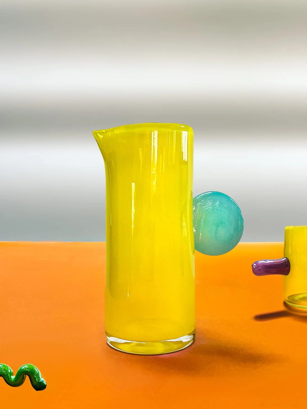 Dot Pitcher in Aquamarine and Lemon, Son of Rand x Sticky Glass