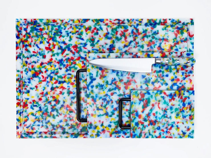 Planche à découper confettis colorés XL